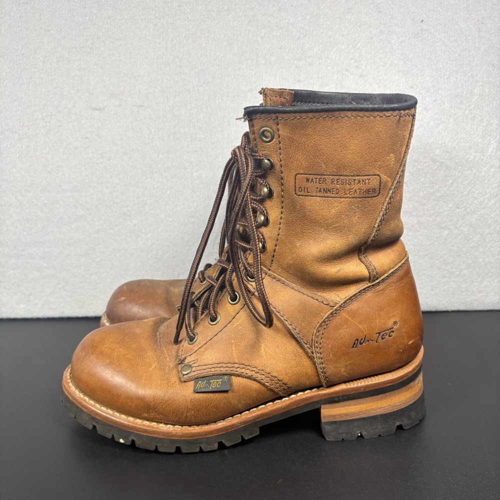AdTec 2427 Women's 9" Logger Boots Brown Leather Size 9 M Work Hunting Lug Sole